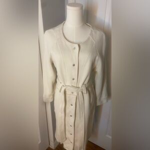 Cream Button-Up Sweater Coat Dress